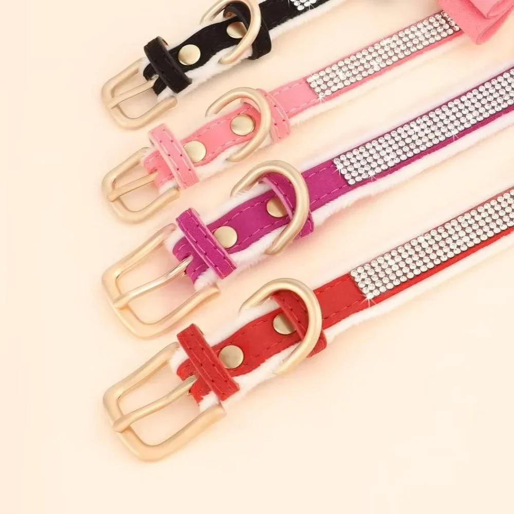 NEW Sparkling Bling Swarovski Crystal Rhinestone Pet Dog Fleece Collar +…